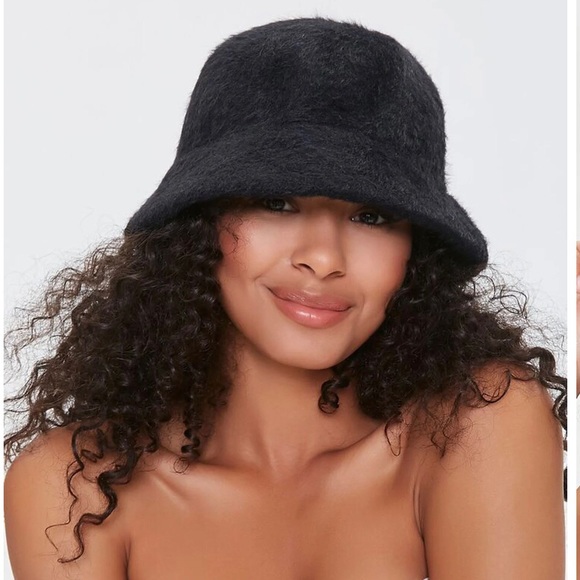 Forever 21 Accessories - Black Fuzzy Knit Bucket Hat, Fall Hats, Hats